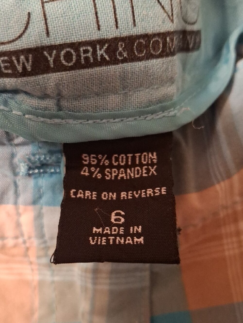 New York & Company Plaid Jean Shorts - Turquoise & Tan - Picture 3 of 7